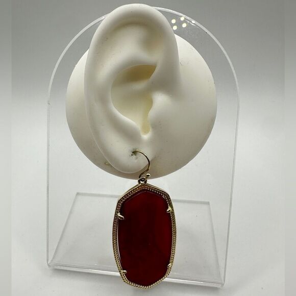 Retired RARE Kendra Scott "Pink Agate" Danielle dangle earrings in gold tone! - Picture 4 of 11